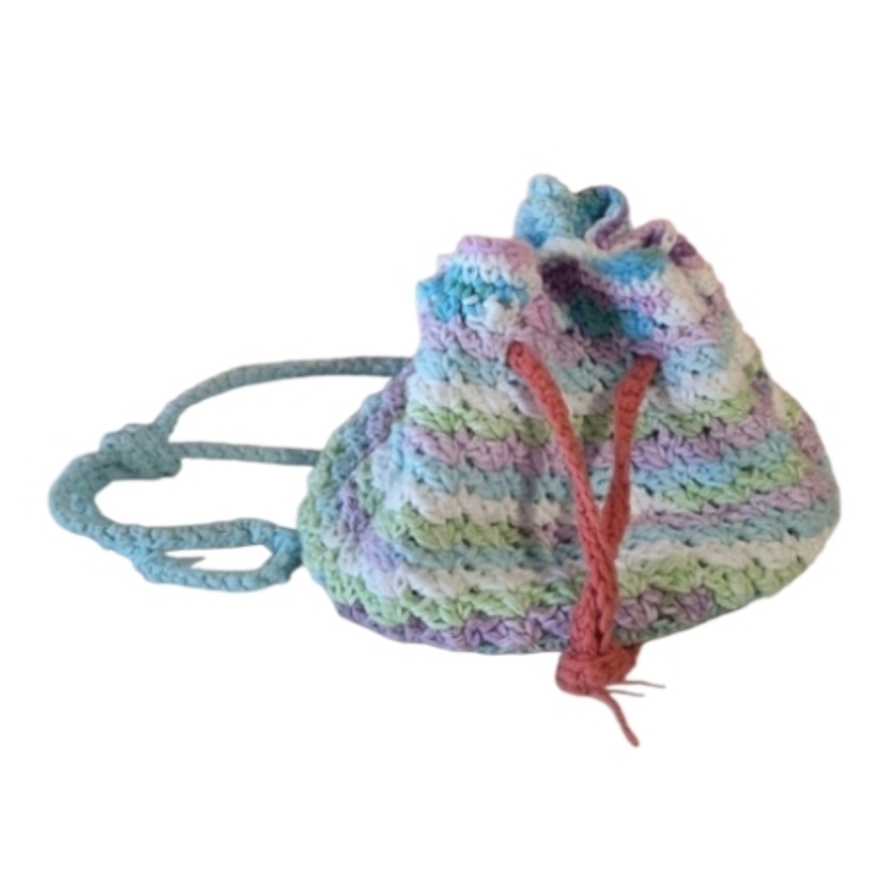 Handmade Hippie Pouch Crossbody Pastel Crochet Mini Bag Festival Bohwmian